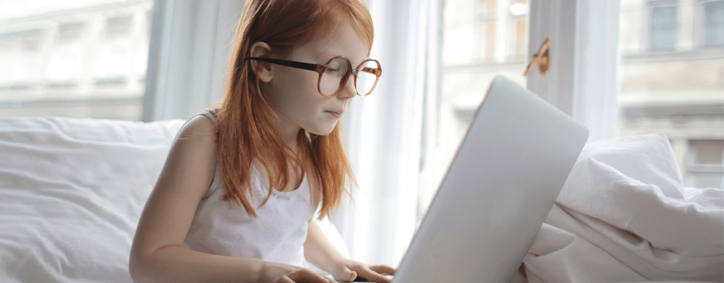 Online learning helping child learn in the comforts of their own home.